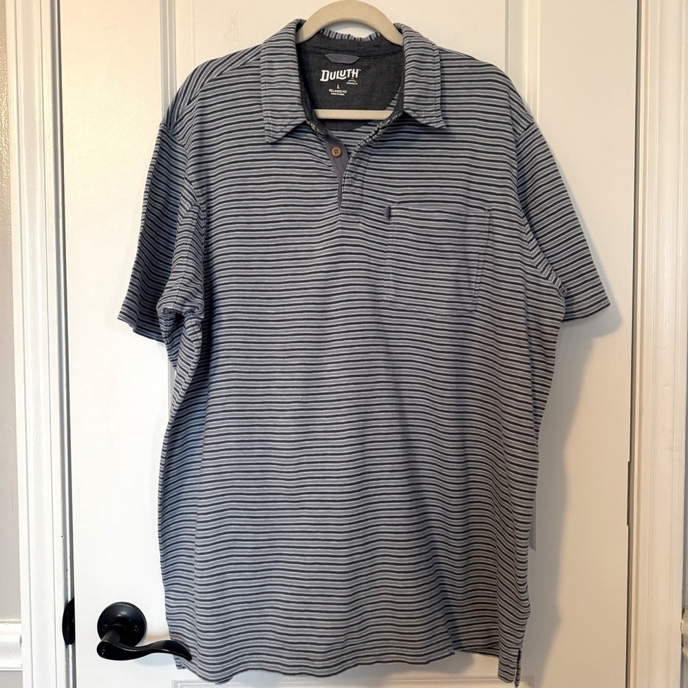 Duluth Trading Co Men's Blue Ridge Striped Large Shirt